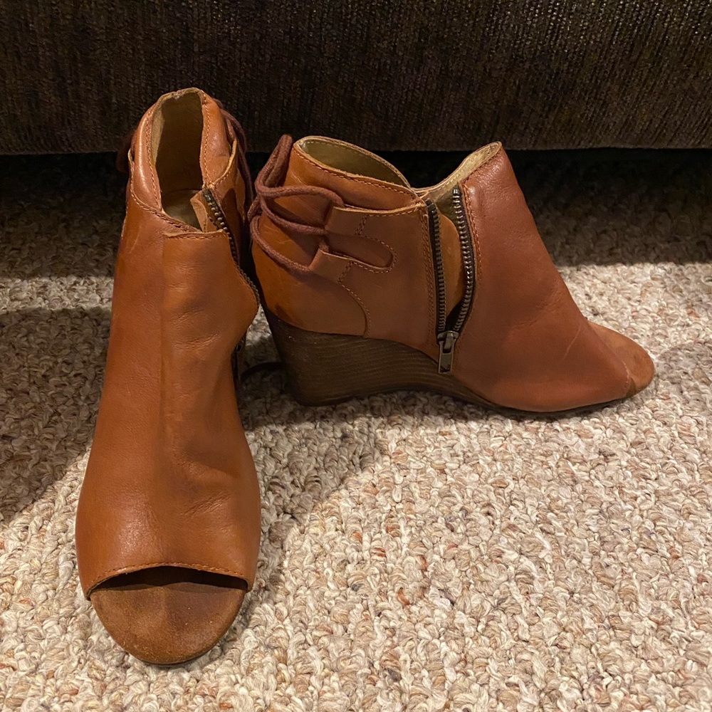 Real leather wedges